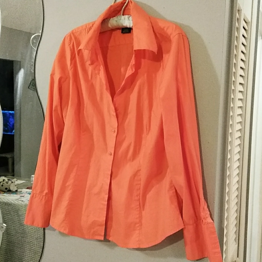 Orange Coral Button Up